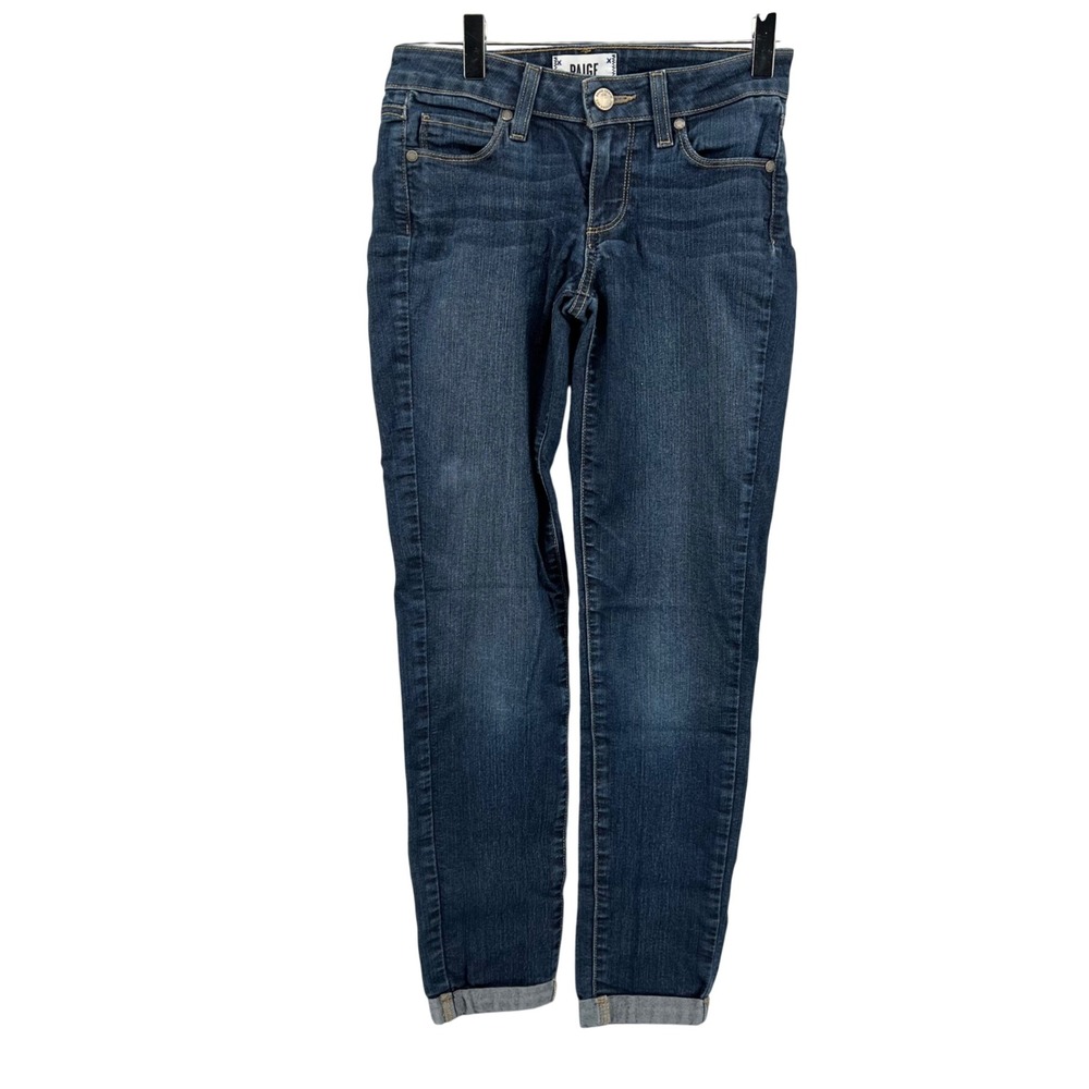 Paige Kylie Crop Amelia Skinny Jeans Blue Denim Mid Rise Stretch Size 24 WJ393